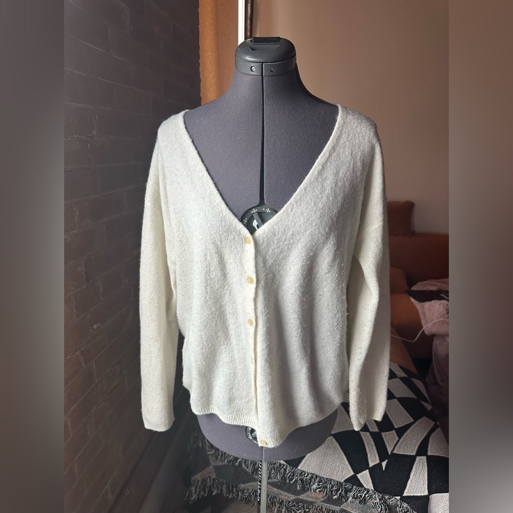 Aritzia Babaton Wool and Cashmere Blend Sweater Cardigan Cream Size Small